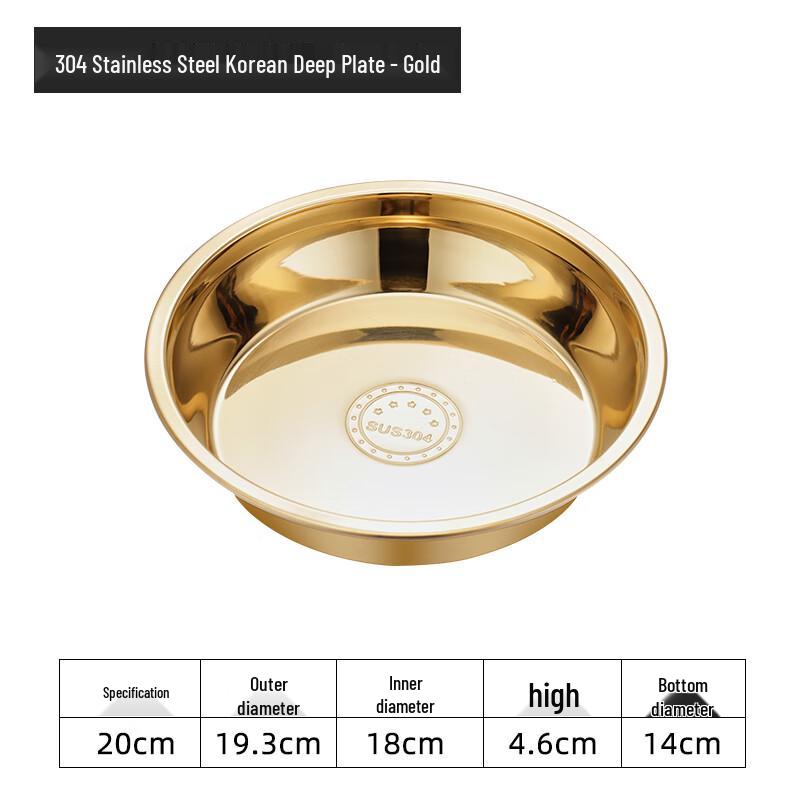 Qianxing Нержавеющая сталь 304 Корейский стиль Золотые Углубленные Сервировочные Тарелки