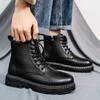 Men's Fashionable British Workwear Boots, High Cut Thick Soled Casual Boots