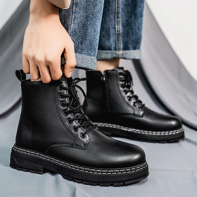 

Men s Fashionable British Workwear Boots, High Cut Thick Soled Casual Boots 41 чорний
