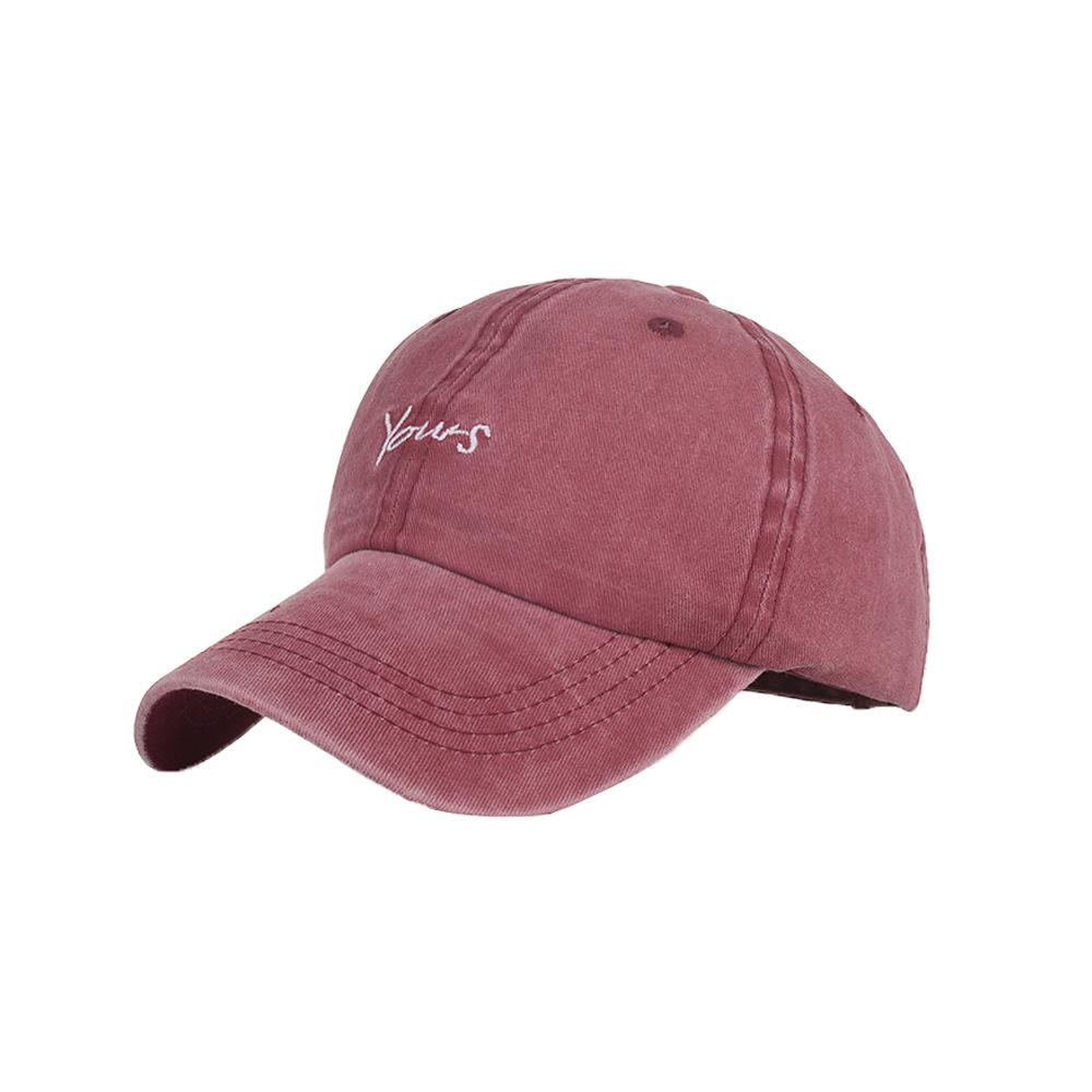 

Spring and summer new product letter embroidery coating washed old baseball cap cap sun hat бордовий
