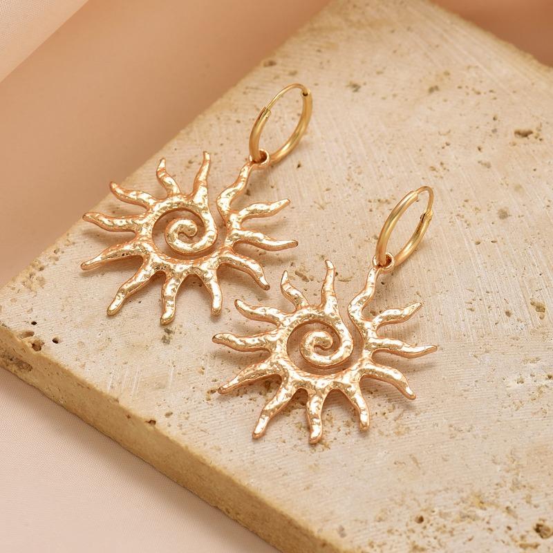 Sunflower earrings jewelry women's light luxury niche high-end earrings alloy accessories new earrings