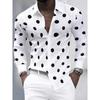 Camisa de Manga Larga con Lunares Grandes para Hombre, Camisa de Negocios con Cuello, Top Versátil Casual Europeo y Americano para Hombre