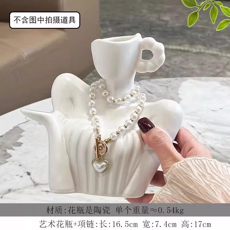 Ceramic Clavicle Vase Ornament Abstract Human Body Flower Arranger Living Room Office Dining Table Floral Vase Home Decoration