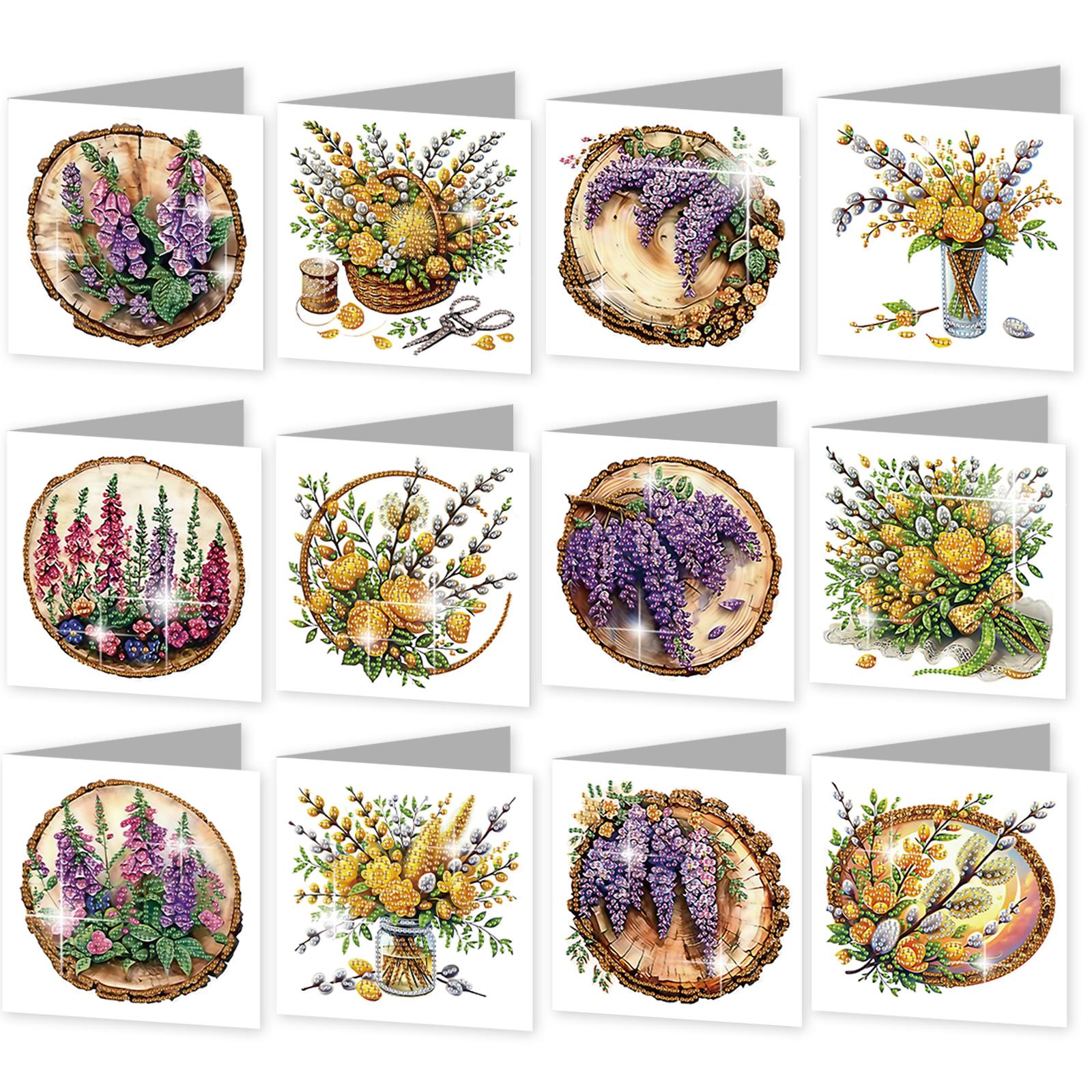 Набор из 12 шт. DIY Алмазная Живопись Открытки с Конвертами Алмазная Живопись Набор Открыток Поздравления Открытки и Подарки