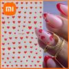 2/6pcs Red Pink Heart Nail Stickers Decals Charms Love Valentines Day Nail Art Decals Sliders Foils Manicure Nail Decorations