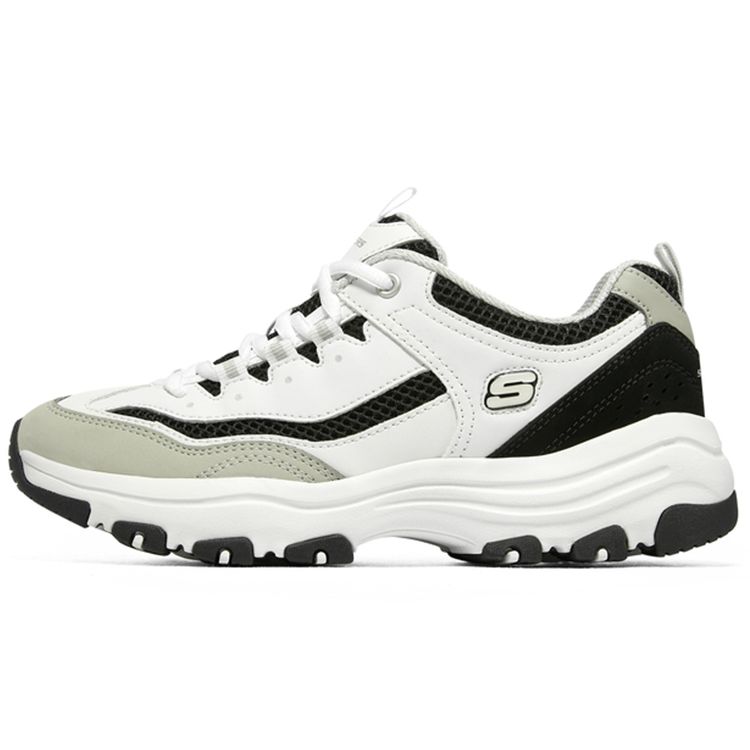 Skechers Arch Fit D lites Women White Coffee Black Low Top Dad Shoes Comfortable Versatile 8730066-WLGY 35
