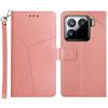 For Xiaomi 15 Pro Case with Wrist Strap Y Shaped Lines Imprint Leather Phone Cover