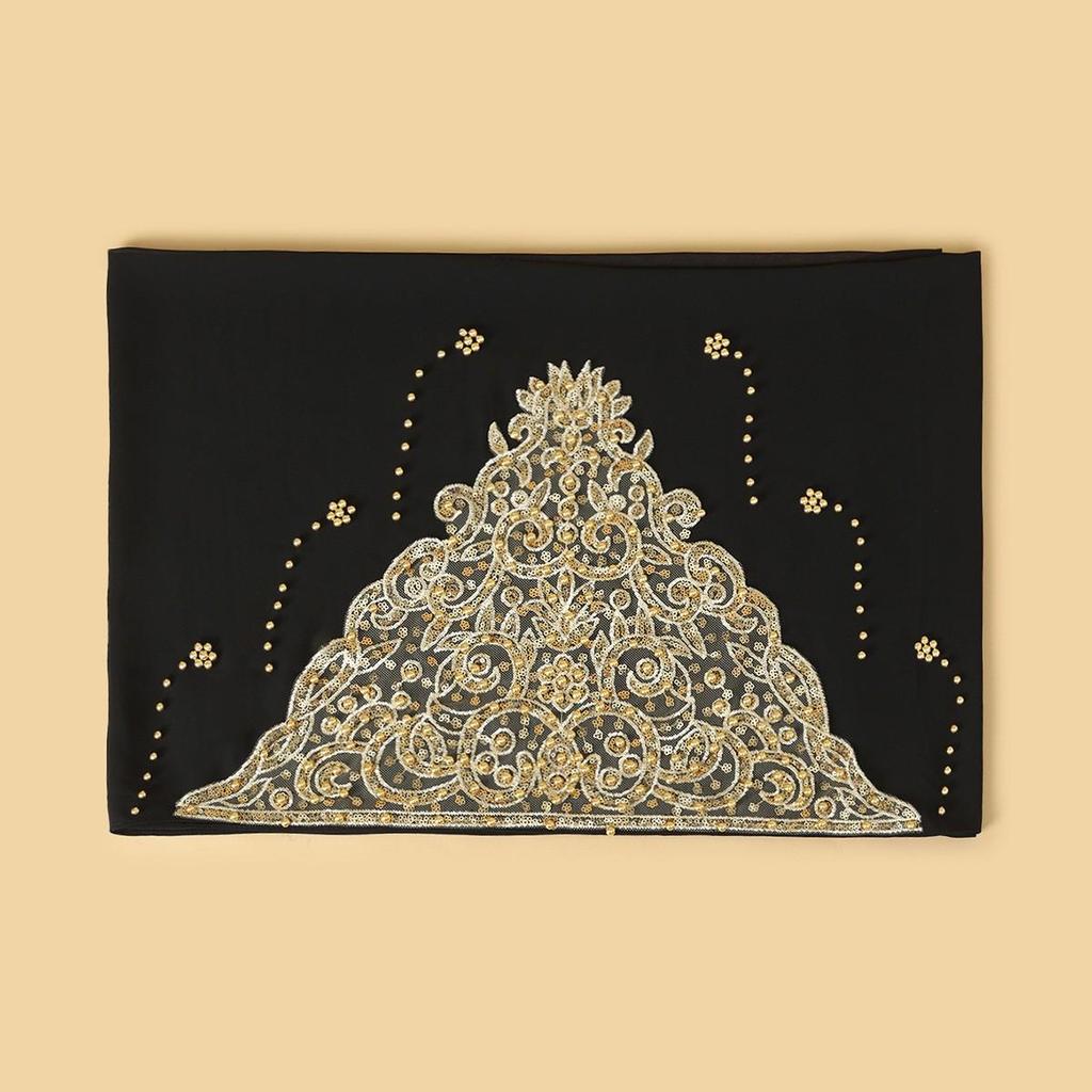 A092 Beaded Chiffon Ethnic Headscarf - Southeast Asia Fashion Scarf