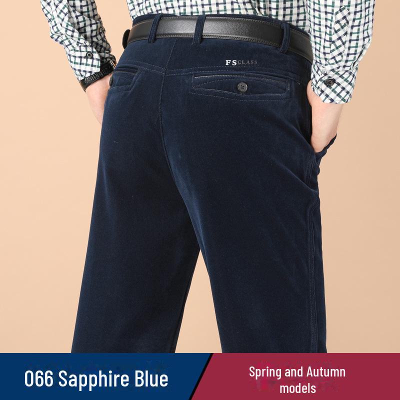 Men's Stretch Corduroy Pants - Middle-Aged, Casual, Loose Fit, Plus Velvet, Thickened for All Seasons