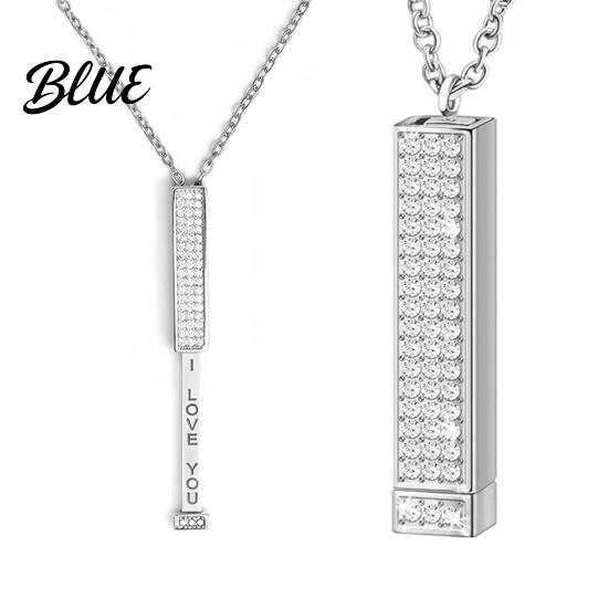 Love Necklace with Hidden Message I You Secret Slider Adjustable