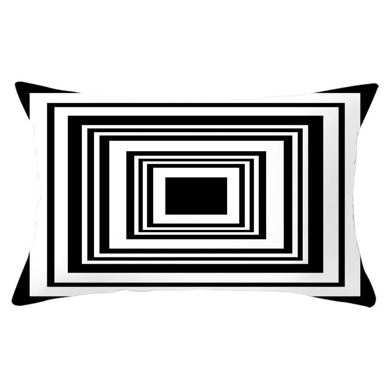 Home Geometric Peach Skin Waist Pillow Case Nordic Style Sofa Printed Pillow Case Office Lumbar Pillow