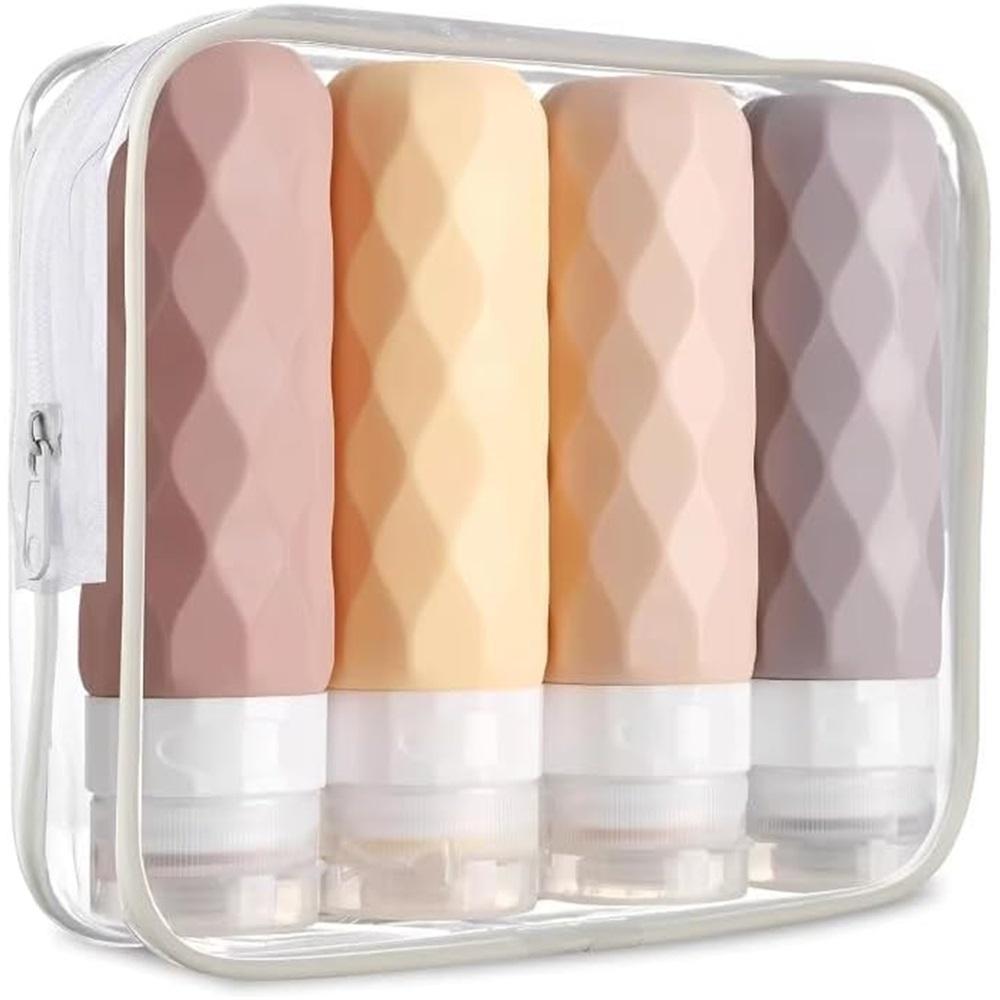 

Silicone Travel Toiletries Bottle (with Transparent Bag) - 4-piece Set Travel Accessories, Leak-proof And Easy To Squeeze (rose Color)
