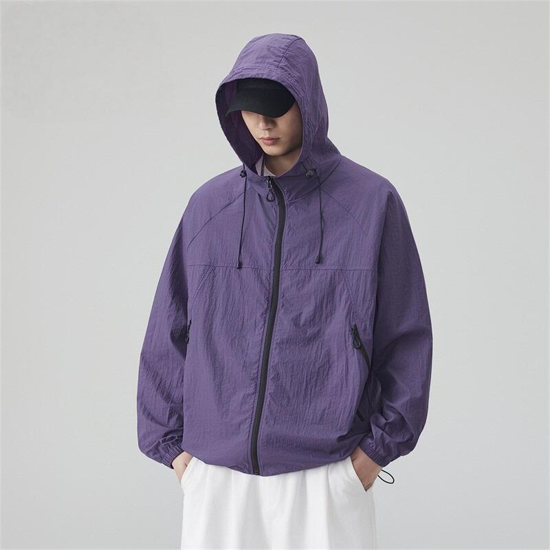 Lightweight Unisex Solid Color Hooded Zipper Breathable Sun Protection Jacket