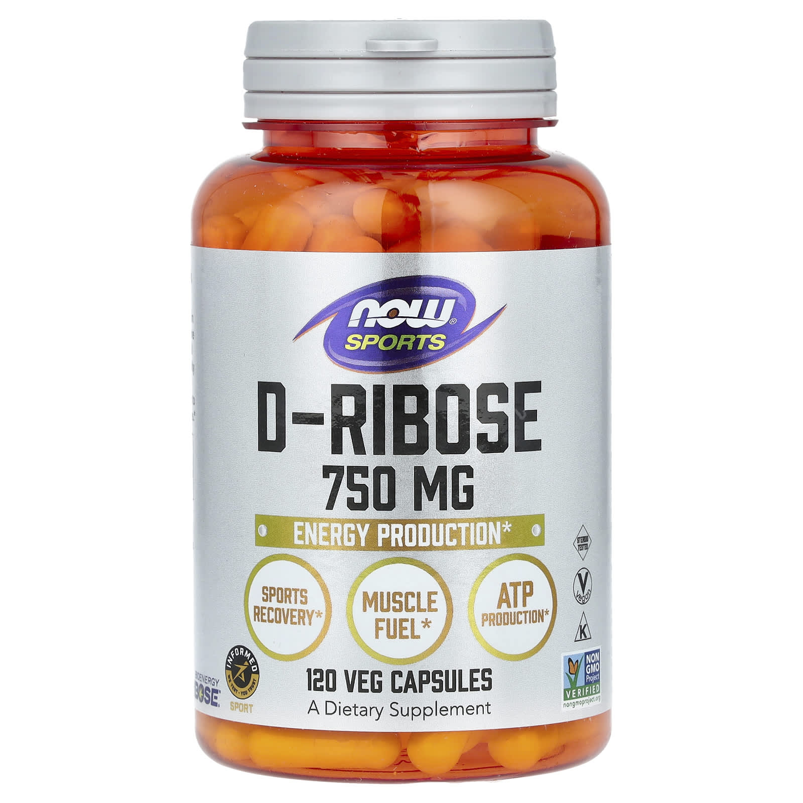 

NOW Foods, Sports, d-ribose, 750 mg, 120 veggie capsules (125 mg per capsule)