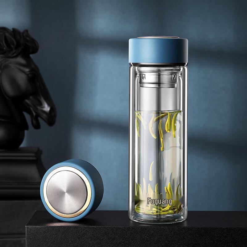 FUGUANG Double-Wall Glass Water Bottle with Infuser