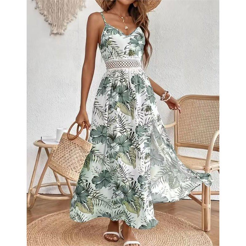 Dress, Elegant V-neck Sleeveless Camisole Dress, Suitable for Spring and Summer, Women's Clothing