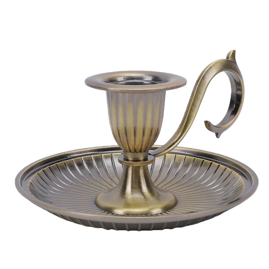 Vintage Candle Holder Retro Bronze Handheld Candlestick Zinc Alloy for Table Decor Home   Decoration