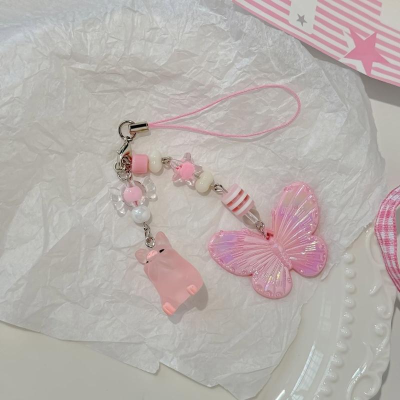 Cute Butterfly Phone Chain Keychain Versatile Butterfly Phone Hanger Keychain Pendant for Stylish and Practical Use