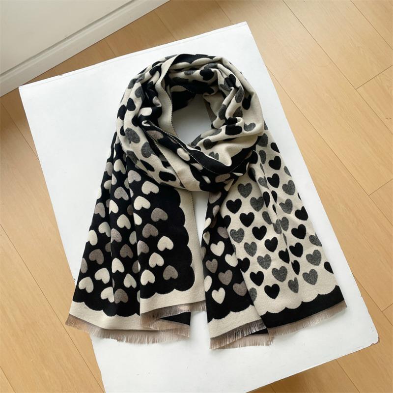Cute peach heart warm imitation cashmere atmosphere thickened shawl women autumn and winter sweet student versatile scarf women