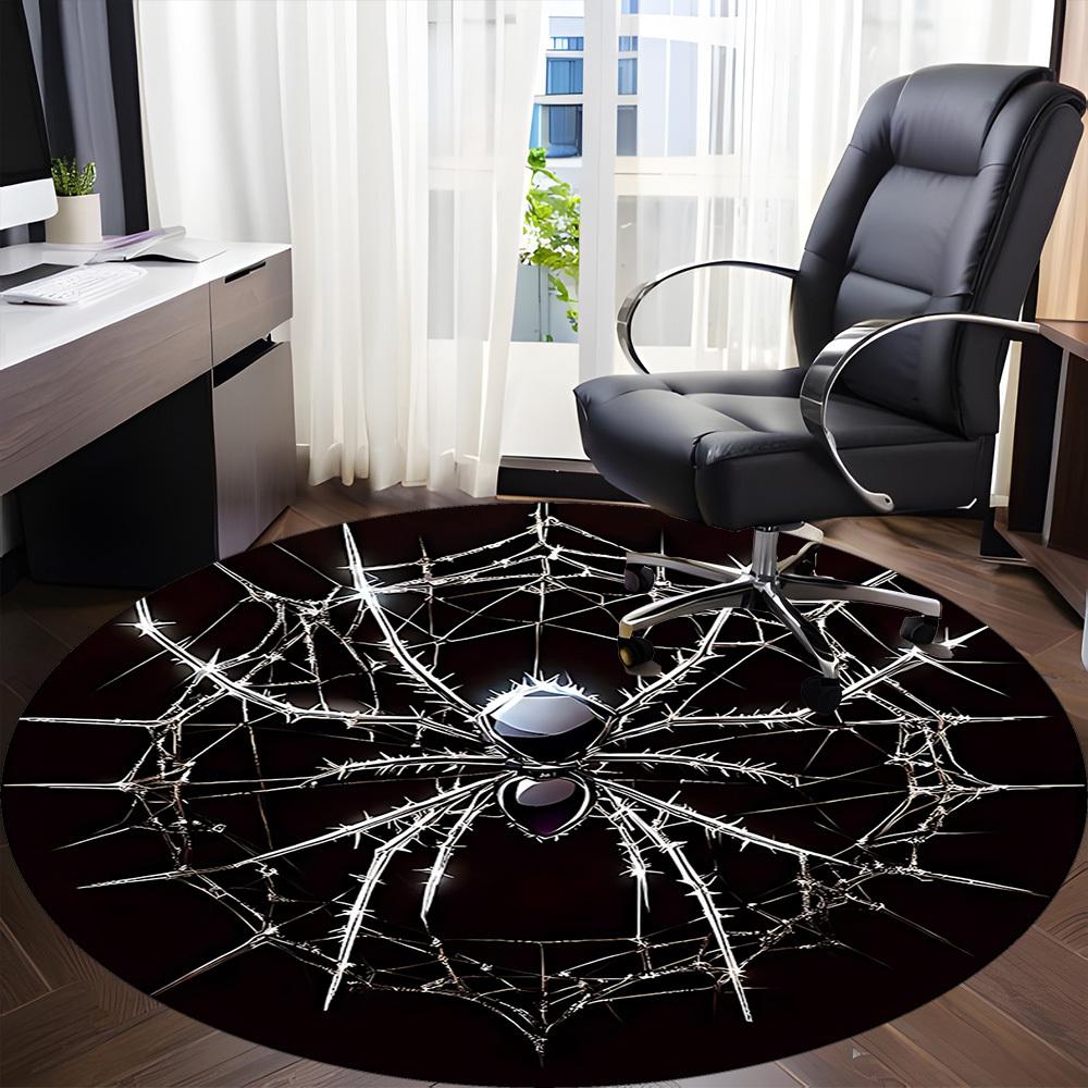 1PC Spider Web Office Round Rug, Non slip, Soft and Durable Office Rug for Interior Decoration, Perfect for Office