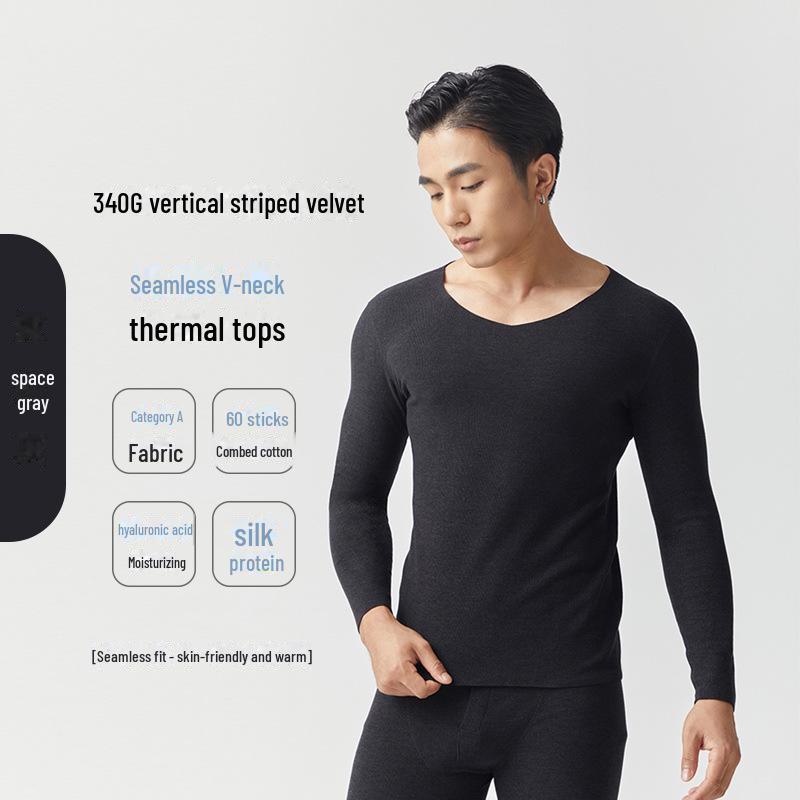 Herren Deutscher Samt Thermo Unterwäsche Set - Nahtlos, Antibakteriell, Übergröße für Herbst/Winter