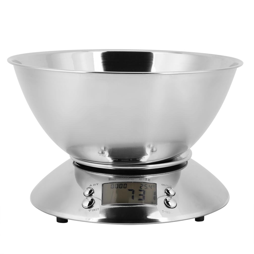 Digital Kitchen Scale Electronic Food Scale 5000g Weighing Scale with Stainless Steel Bowl for Cooking Baking Msuring