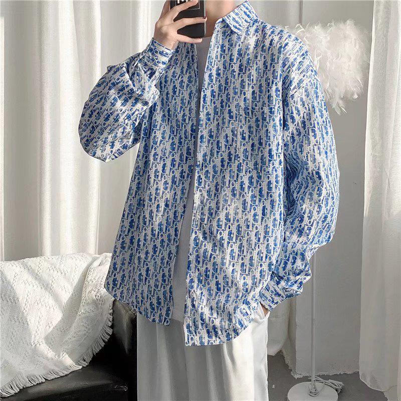 Herren Retro Gestreiftes Frühlings Langarmhemd, Hong Kong Stil Innenjacke