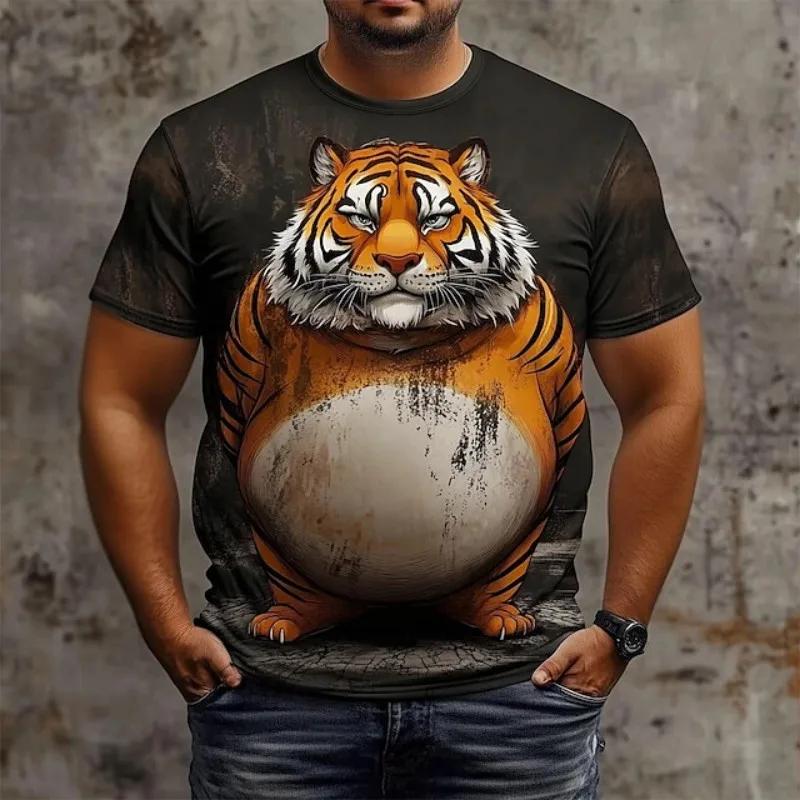 Animal T-Shirt For Men Summer Casual Short Sleeve Cartoon Print Funny Men s T-Shirts Fashion Male Pullover Oversized Clothing S