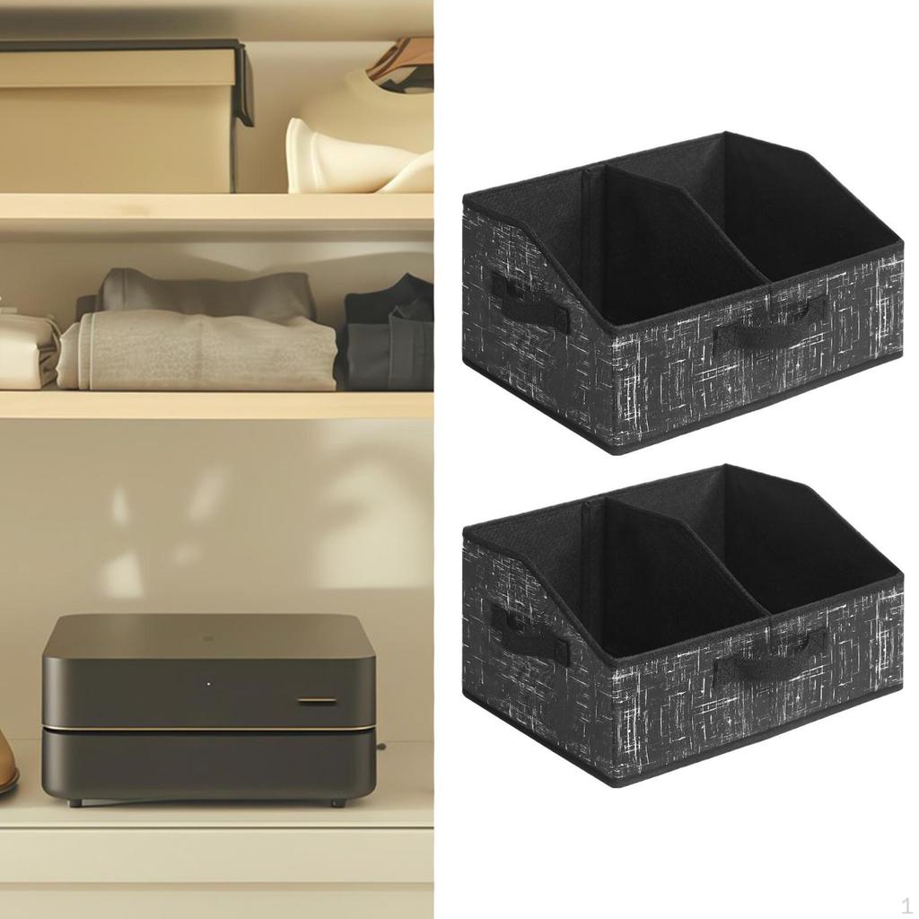 2 Collapsible Storage Bins, Essential for Closet Organization, Space Saving Divided Basket