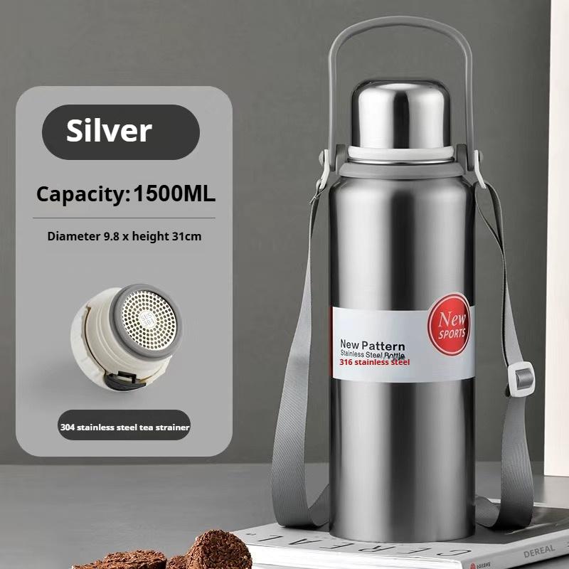 

1,5 л термобутылка для воды из нержавеющей стали термос бутылка для хранения холодной и горячей воды термос для кофе чая термосы 1500ML серебряный