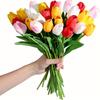 10Pcs Spring Wedding & Mother's Day Tulips, Multicolor PU Stem for Centerpiece, Home Table Decor, Realistic Artificial Flowers