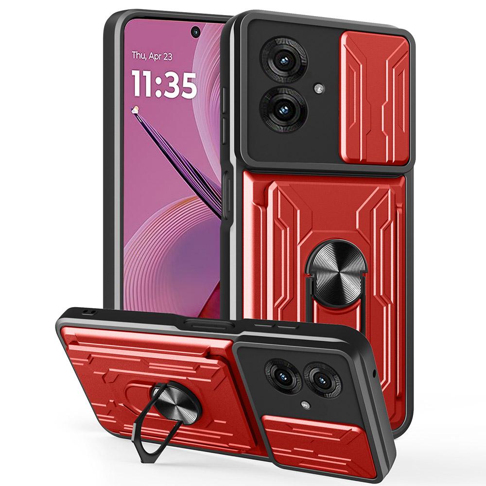 For Motorola Moto G55 5G Case PC+TPU Kickstand Phone Back Cover with Camera Slider