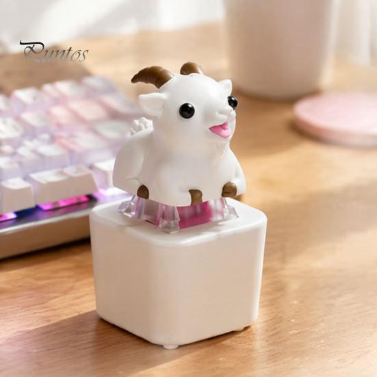Finger Clicker Device 1/2Pcs Goat Keyboard Fidget Toy with Sound, Rechargeable Sheep Animal Push Button Toy, Decompression Keychain for Anxiety Relief