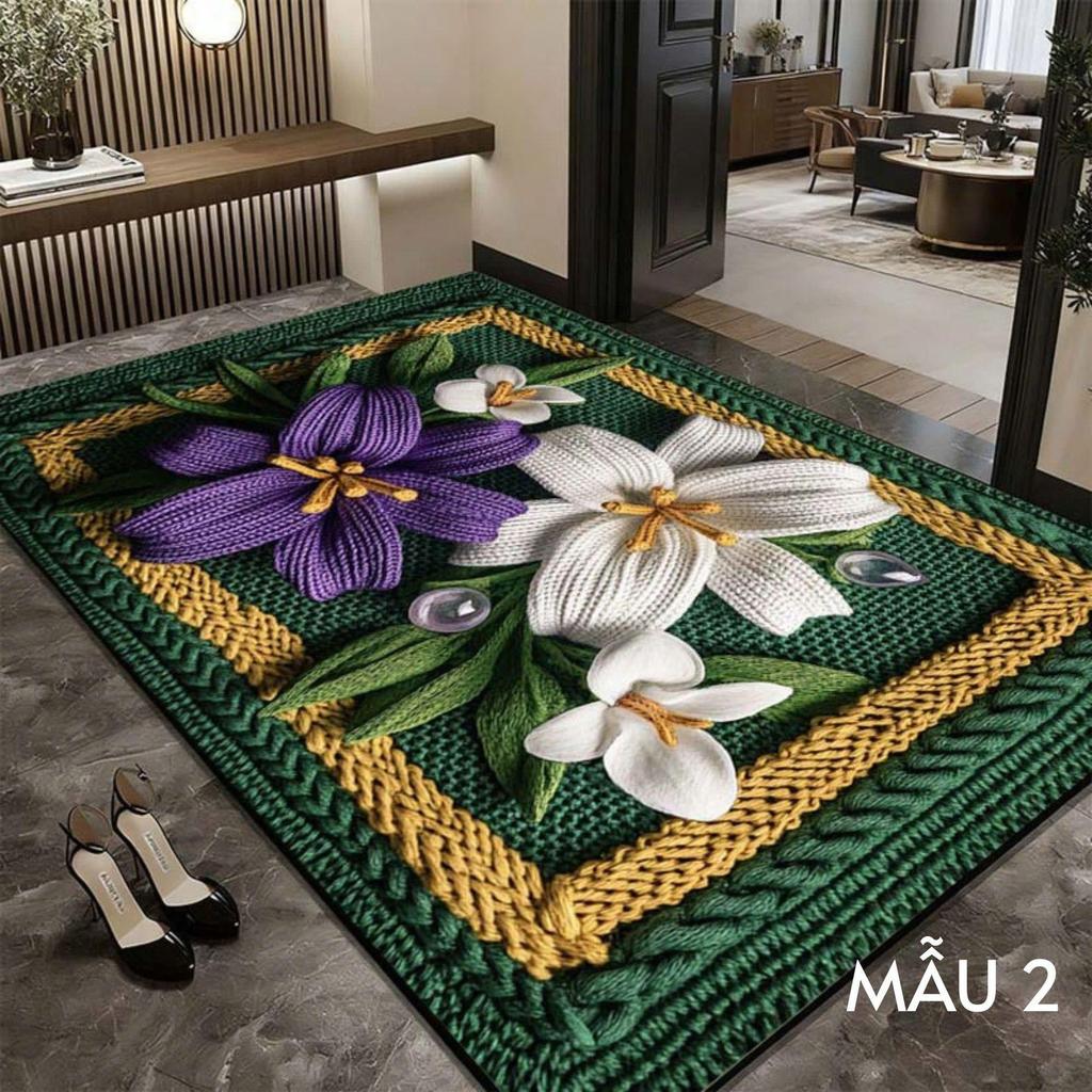 Retro Floral Non-Slip Absorbent Foyer Doormat - Cuttable Diatomaceous Earth Mud Scraper