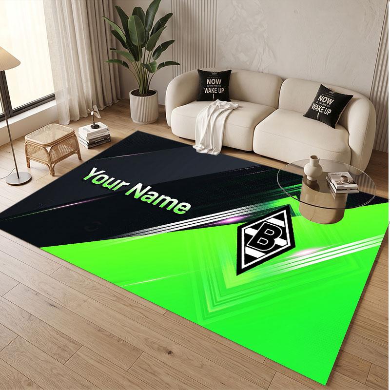 Custom Rug Borussia Mönchengladbach Pattern Print Name Text Soft Non‑Slip Floor Carpet for Home Indoor Decoration