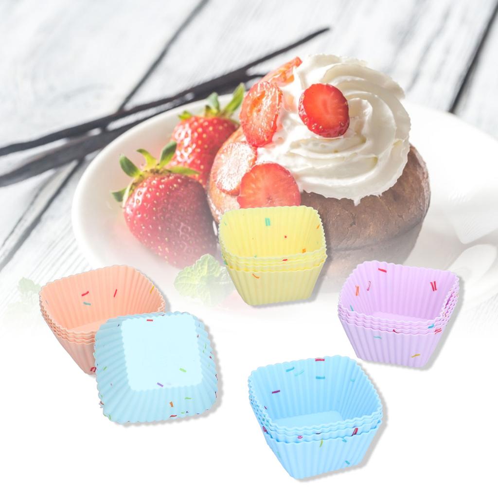 20Pcs Silicone Cupcake Mold Non Stick Reusable Baking Molds for Muffin Biscuits Cheese Cake Pastries