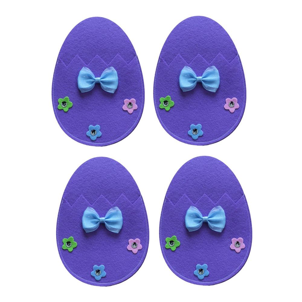 

4PCS Gifts Non-woven Fabric Easter Egg Cutlery Bag Ornaments Pocket Easter Fork Holder Floral Tableware Cover Table Decorations