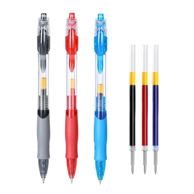 Retractable Gel Pens Refills Set Kawaii Stationery Writing Pen Black/Red/Blue Ink 0.5 Mm Ballpoint Pen Office School Supplies