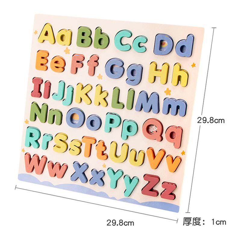 Wooden Puzzle Kids Montessori Toys for Baby 1 2 3 Years Old Alphabet Number Shape Matching Games Children Early Educational Toys
