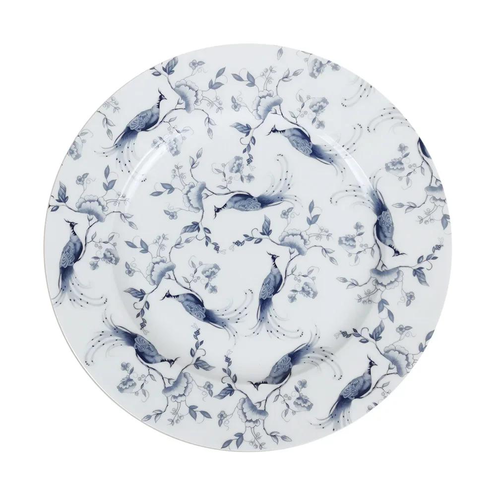 

Креативная костяная фарфоровая китайская обеденная тарелка, кофейная чашка, чайная чашка, расписанная вручную, цветы, птицы, западная посуда, декоративная тарелка для отеля