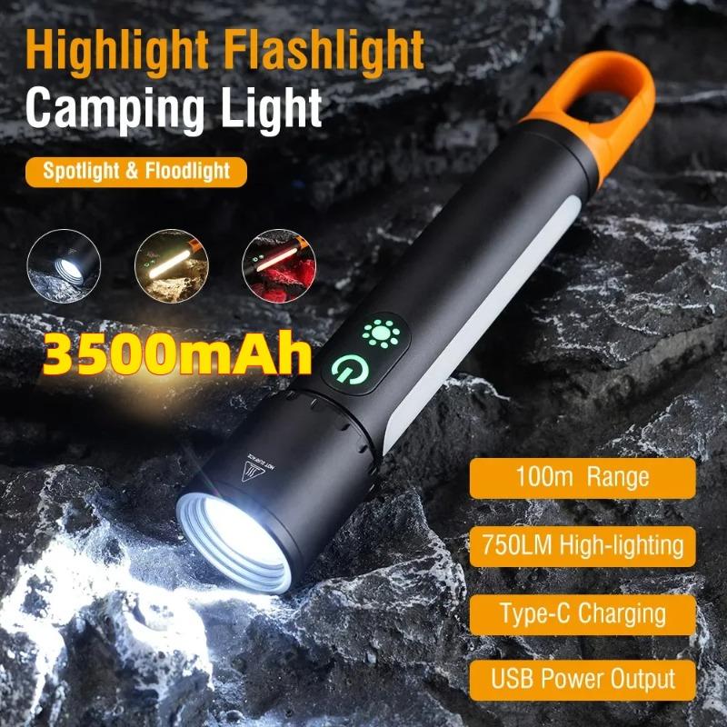 LED Zoom Flashlight Portable Outdoor Multifunctional Flashlights Keychain Rechargeable Torch Light with Light Sidelight