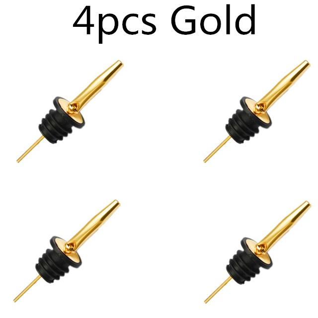 4pcs/set Wine Bottle Pourer Stopper Stainless Steel Wine Liquor Spirit Pourer Free Flow Wine Bottle Pour Spout Stopper Barware