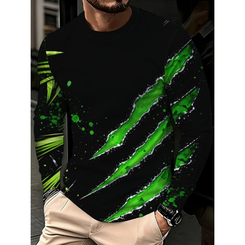 Men'S Casual Long Sleeve Round Neck T-Shirt, Regular Fit for Sports Training And Outdoor Activities, Soft Breathable Fashion Casual Top