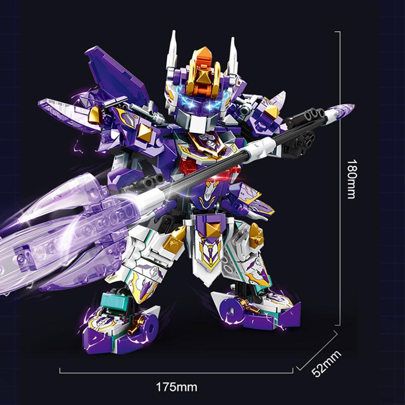 Mecha Krieger Modell Superheld Lila Roboter Bausteine DIY Zusammenbau Figur Junge Geburtstags-Weihnachtsgeschenk Kinderspielzeug
