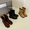 2025 New Giant Skinny~ Sleeve Fashion Short Boots Thick-soled Western Boots Women's Round Head Versatile Smoke