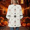 Women's Halloween Print Casual Top, Round Neck, Three-Quarter Sleeve, Loose Fit