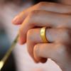 Gold-Plated Brass Couple Rings: Vietnamese Sand Gold 1314 Wedding and Qixi Gift Rings for Men and Women.