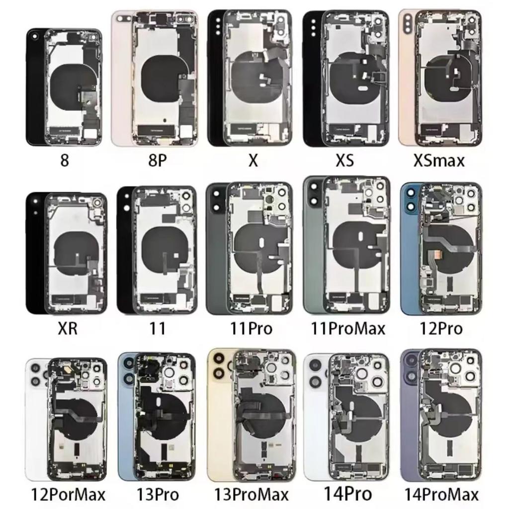 For XR/11/12/13/14/15/16 Pro Max/Plus/Mini Models Phone Back Cover Assembly Cover Housing Middle Frame Glass Material Model