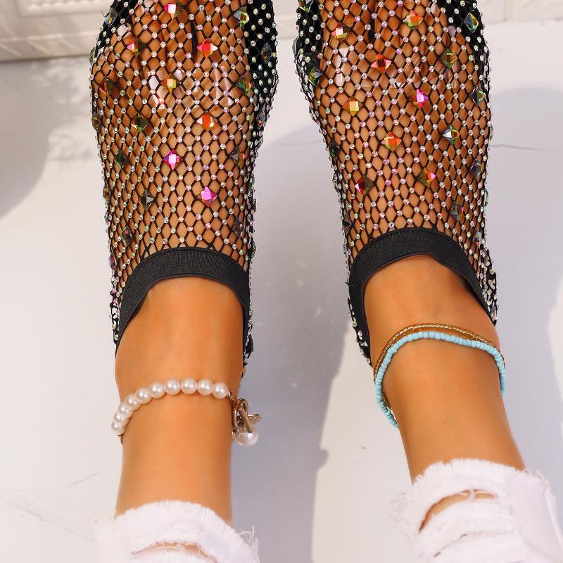 Modne Retro Damskie Buty na Miękkiej Podeszwie Lato Nowe Skarpety z Siatki Rybackiej Płaskie Buty Moda Proste Damskie Sandały Antypoślizgowe Buty na Plażę