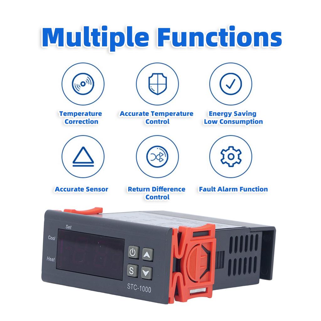 Smart Temperature Controller NTC Sensor Adjustable Digital Display Thermostat 220VAC ‑50‑99 Degrees